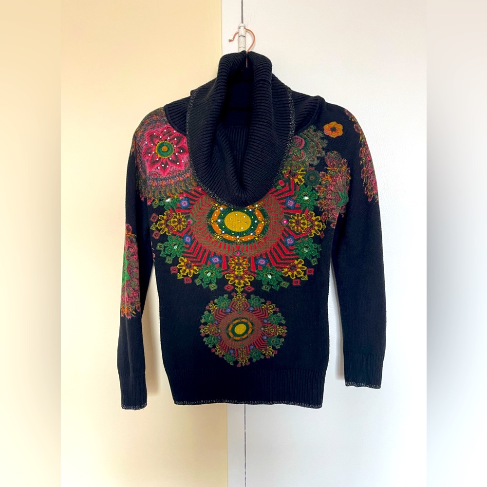 Desigual black Floral Sweater Cowl Neck